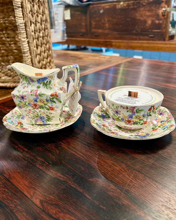 Royal Tricot Floral Teacup & Creamer