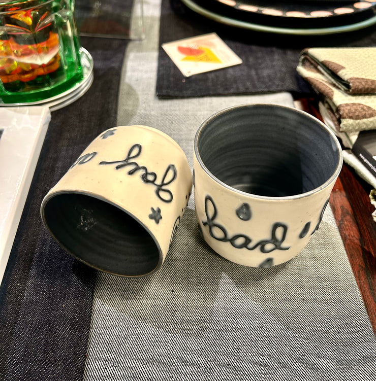 Black Words & Doodles Cup