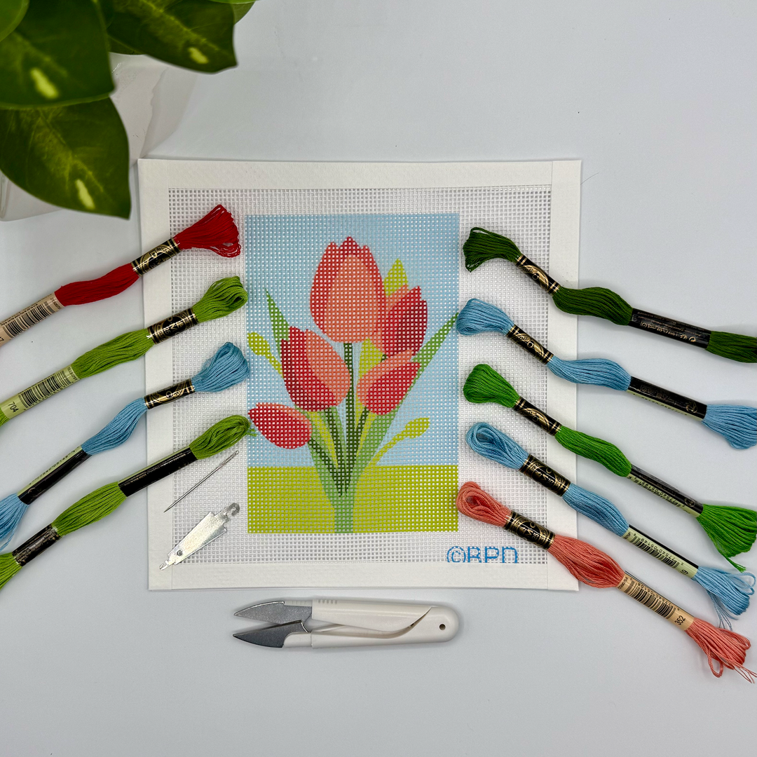 Red Tulips Needlepoint Kit