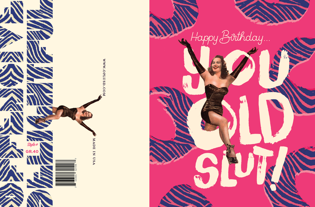 ZEBRA SLUT! birthday card