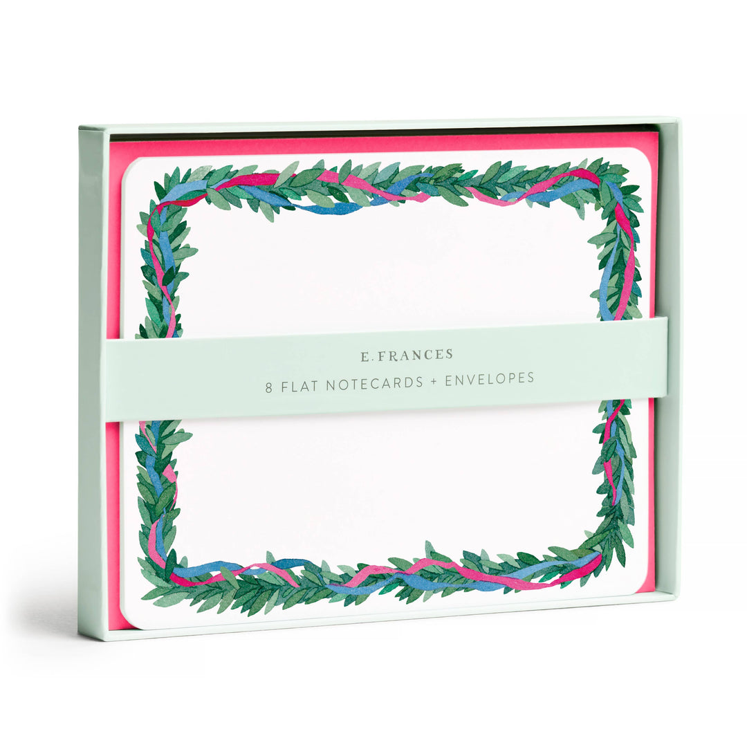 Colorful Wreath Flat Notecard Set, 8 Cards & Envelopes