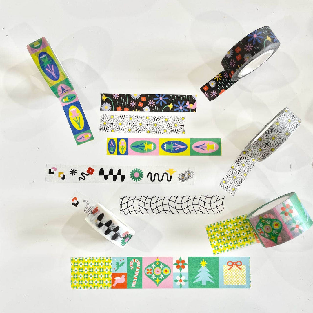 Black Floral Washi Tape – 15mm
