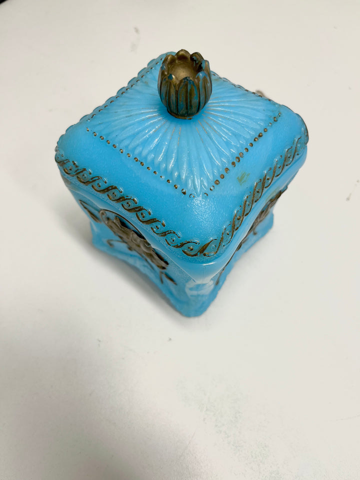 Baby Blue Antique Glass Jewelry Dish