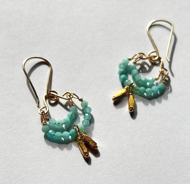 Amazonite and Gold Verneil Bead Earrings