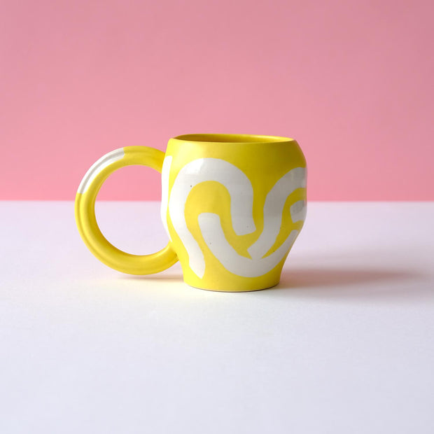 Lemon Cream Mug with Eggshell Shapes