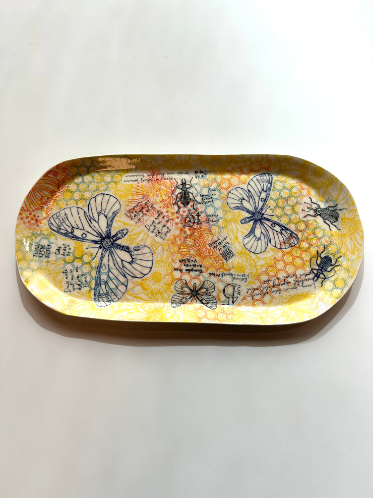 Moths Flowers Honeycomb Tray