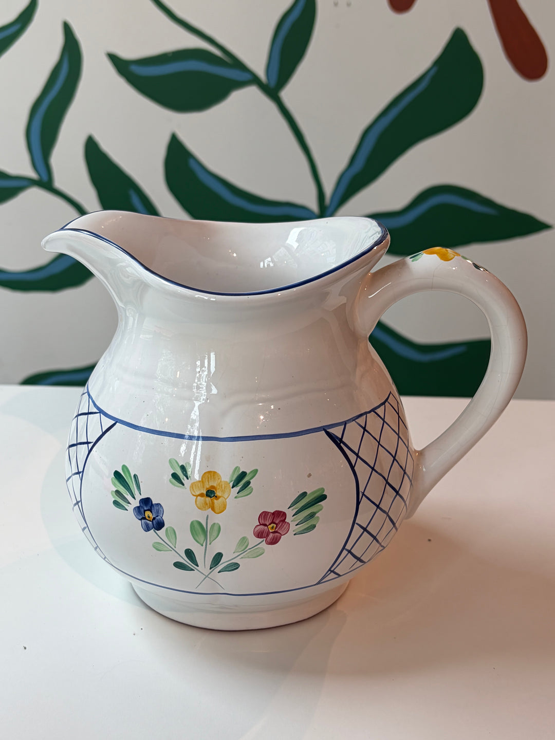 Dainty Floral Painted Pitcher