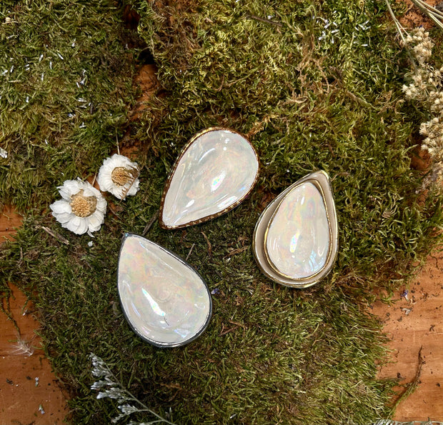 Tear Drop Ring Dish- Gold Rim