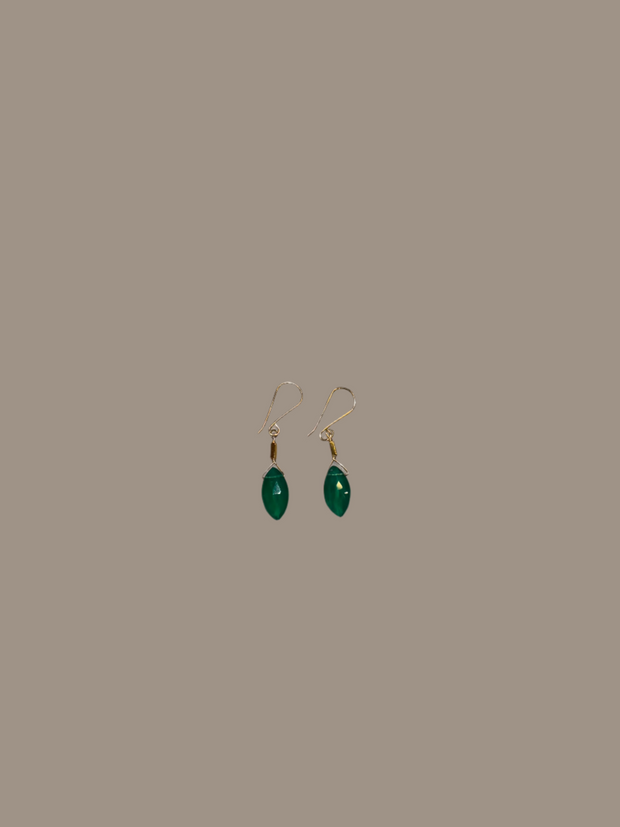 Green Onyx & Gold Earrings