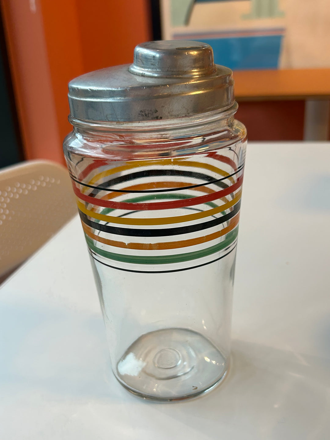 Vintage Rainbow Stripe Cocktail Shaker