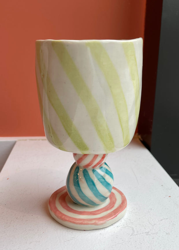 Tall Striped Wine Cup