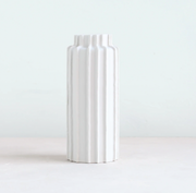 Short Ceramic Cylinder Vase, Matte White