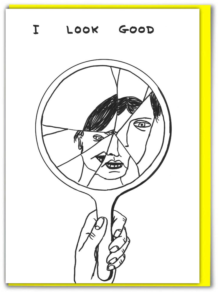 Funny David Shrigley - Broken Mirror Greetings Card