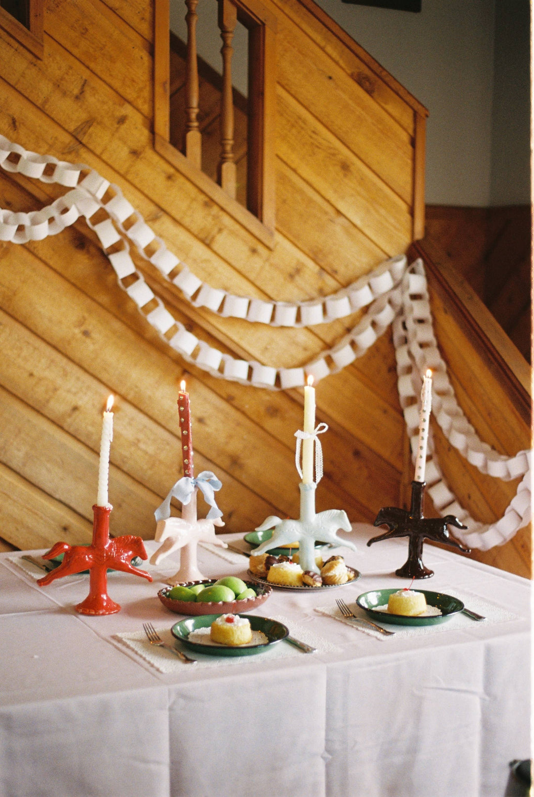 Dala Horse Candlestick Holder: Light Pink