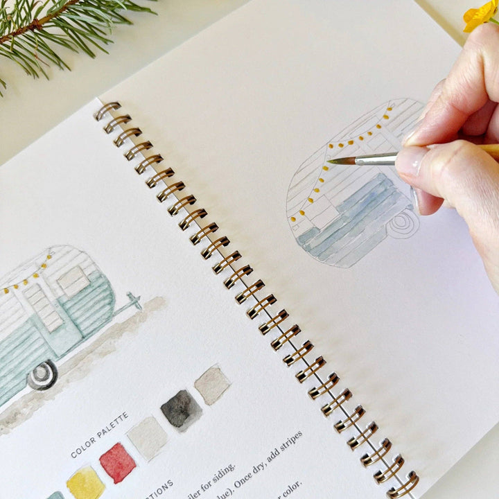 Camping watercolor workbook