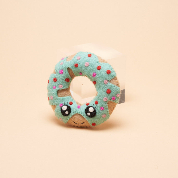 Round Blue Donut Squeaker Toy: Blue