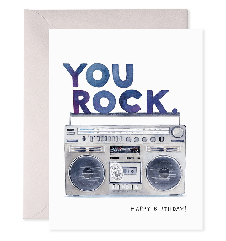 "You Rock" Boom Box Birthday Card