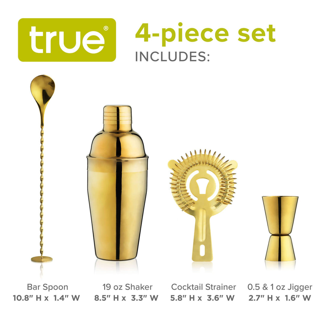 Stainless Steel Barware Set of 4 ASSORTED COLORS