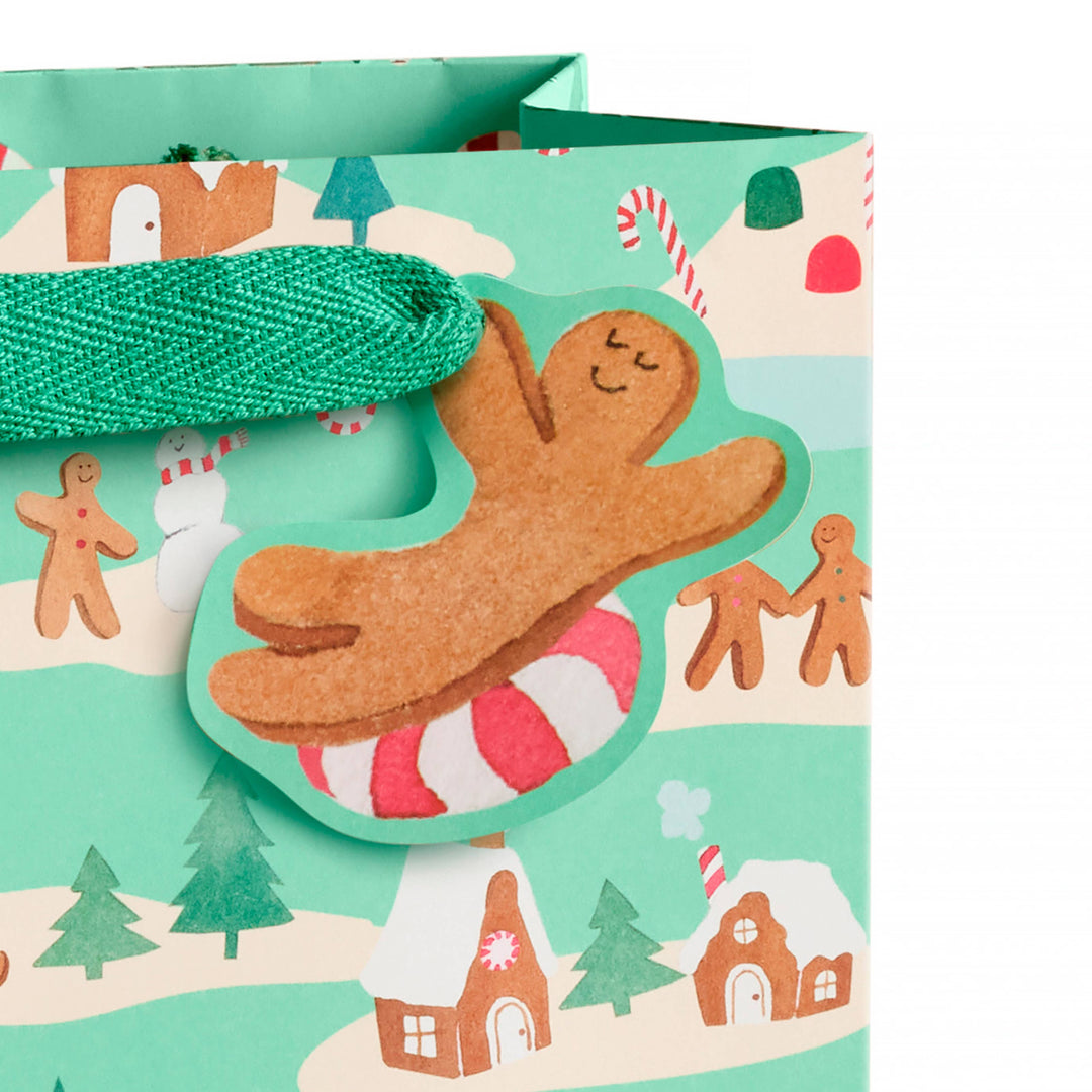 Mint Gingerbread Village Gift Bag, Large