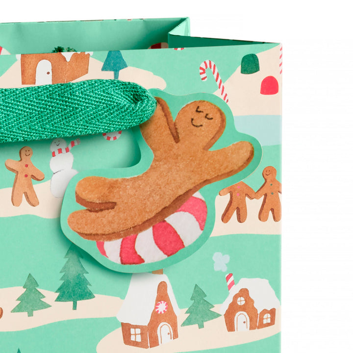 Mint Gingerbread Village Gift Bag, Large