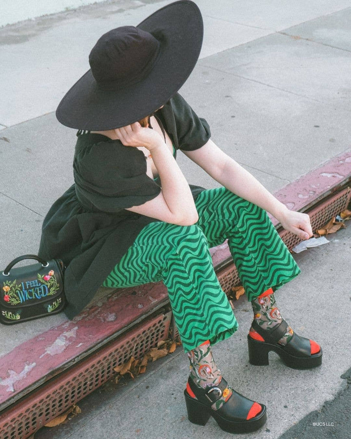 Wicked Elphaba Land Black Sheer Crew Sock