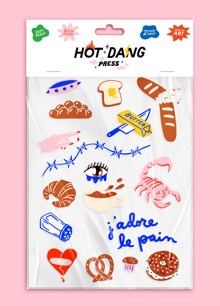 J'Adore Le Pain Iron On Sheet Set