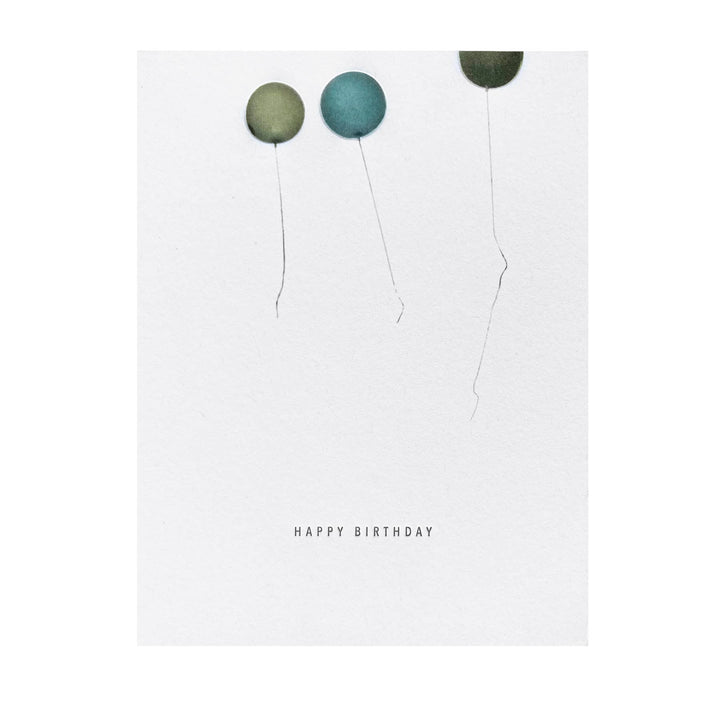 Green Balloons Happy Birthday Card