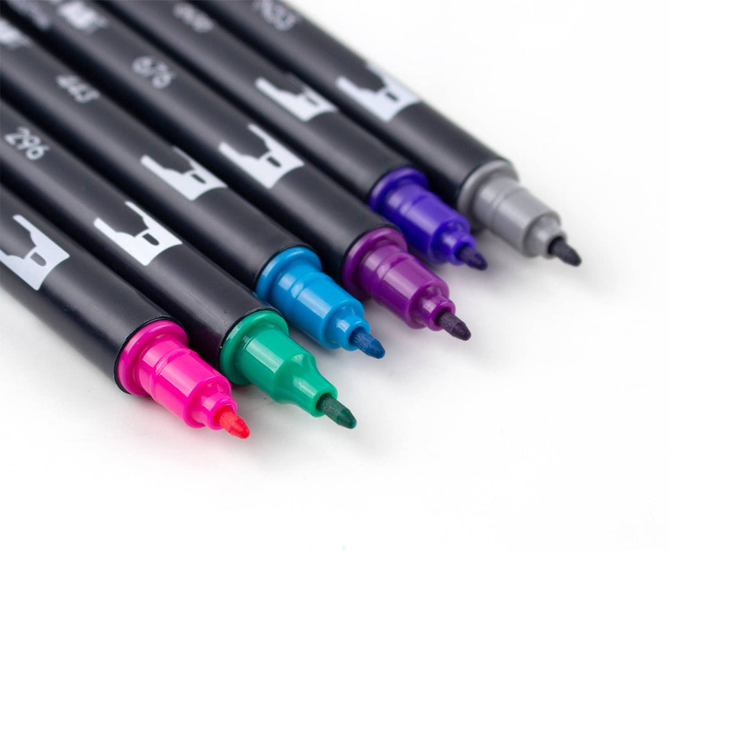 Dual Brush Pen Art Markers Galaxy 6-Pack