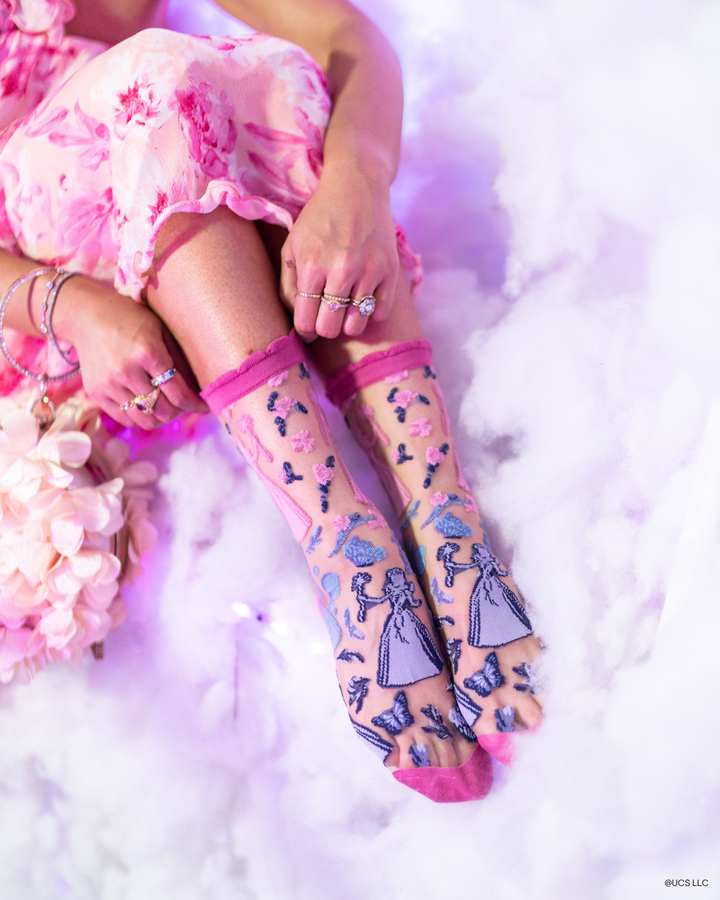 Wicked Glinda Silhouette Ruffle Sheer Crew Sock