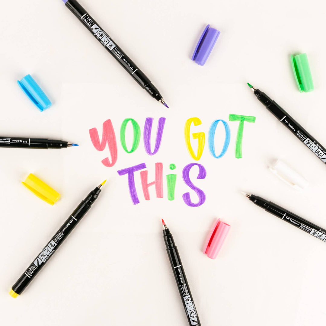 Fudenosuke Pastel Brush Pens, 6-Pack