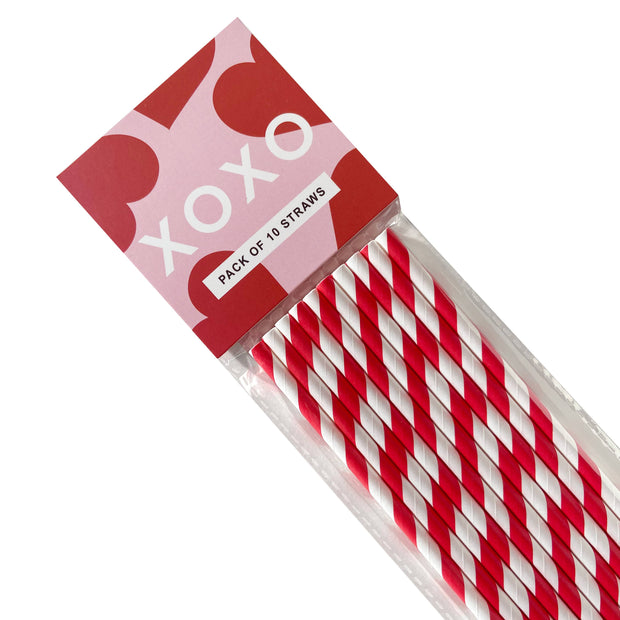 Red & White Valentine's Day Striped Straws