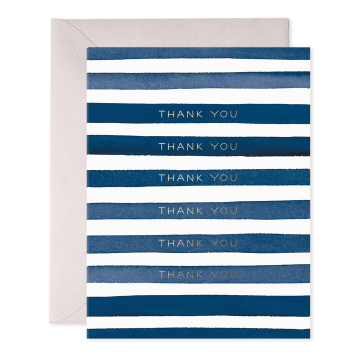 Navy Stripes Thank You Greeting Card – Classic & Elegant