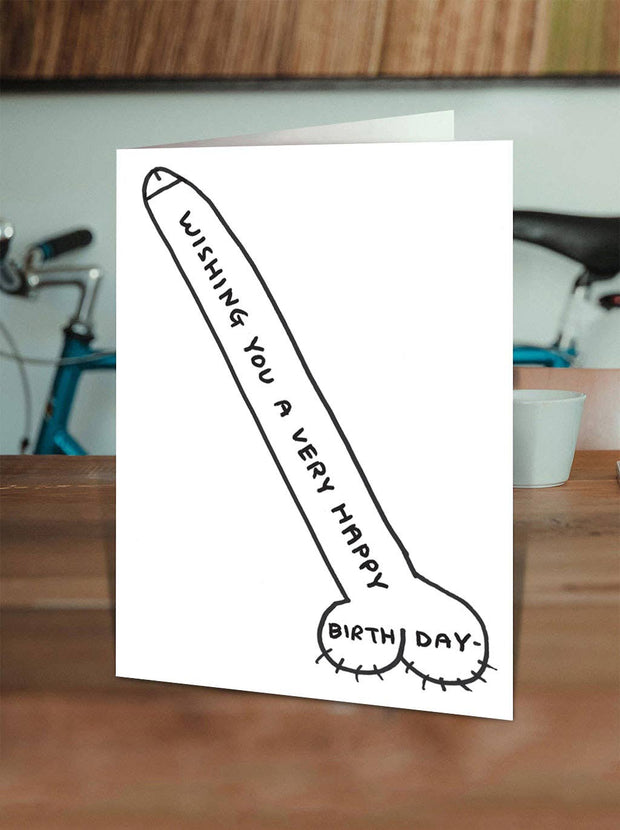 Funny David Shrigley Greetings Card - Cock