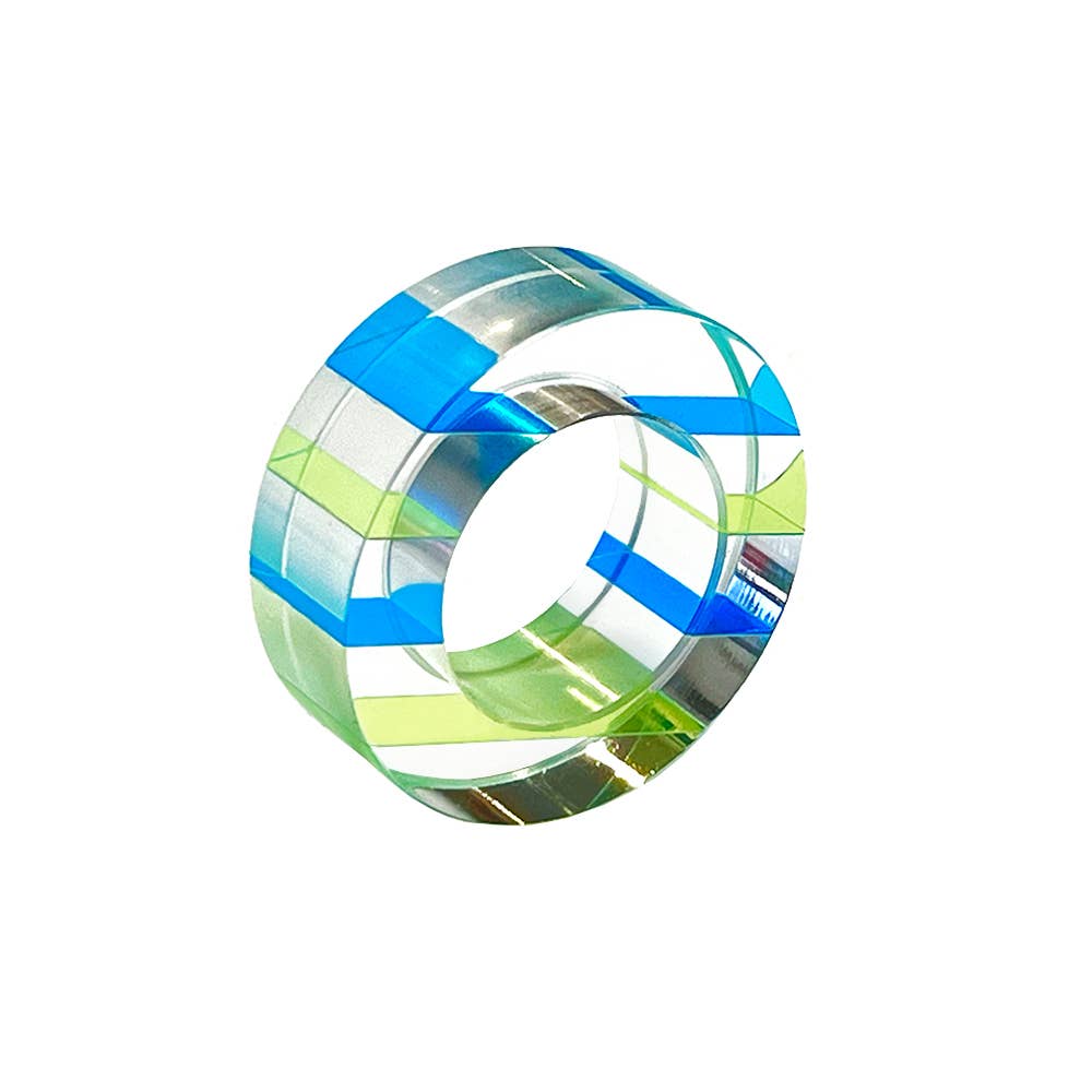 Napkin Rings - Set of 4: Blue-Green / Square