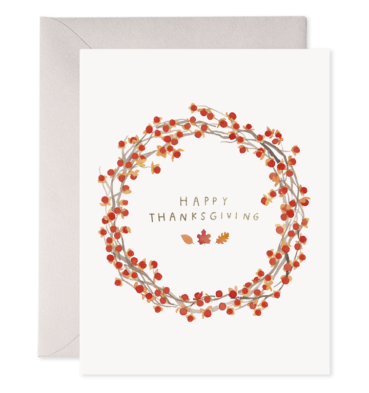 "Happy Thanksgiving" Autumn Wreath Thanksgiving Greeting Card