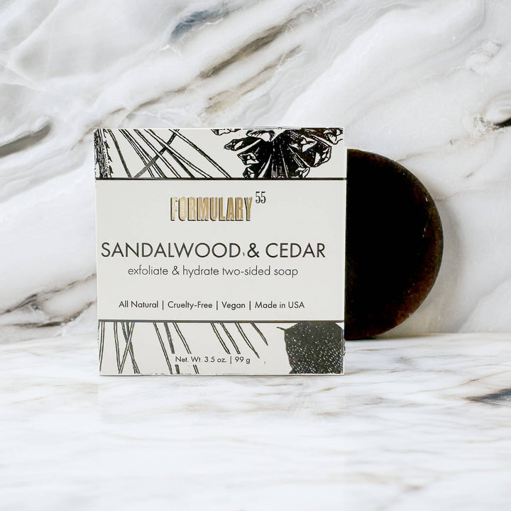 Sandalwood & Cedar: Exfoliate & Hydrate Double Soap