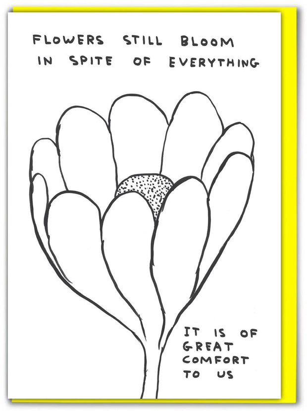 Funny David Shrigley - Flowers Bloom Thinking Of You Card