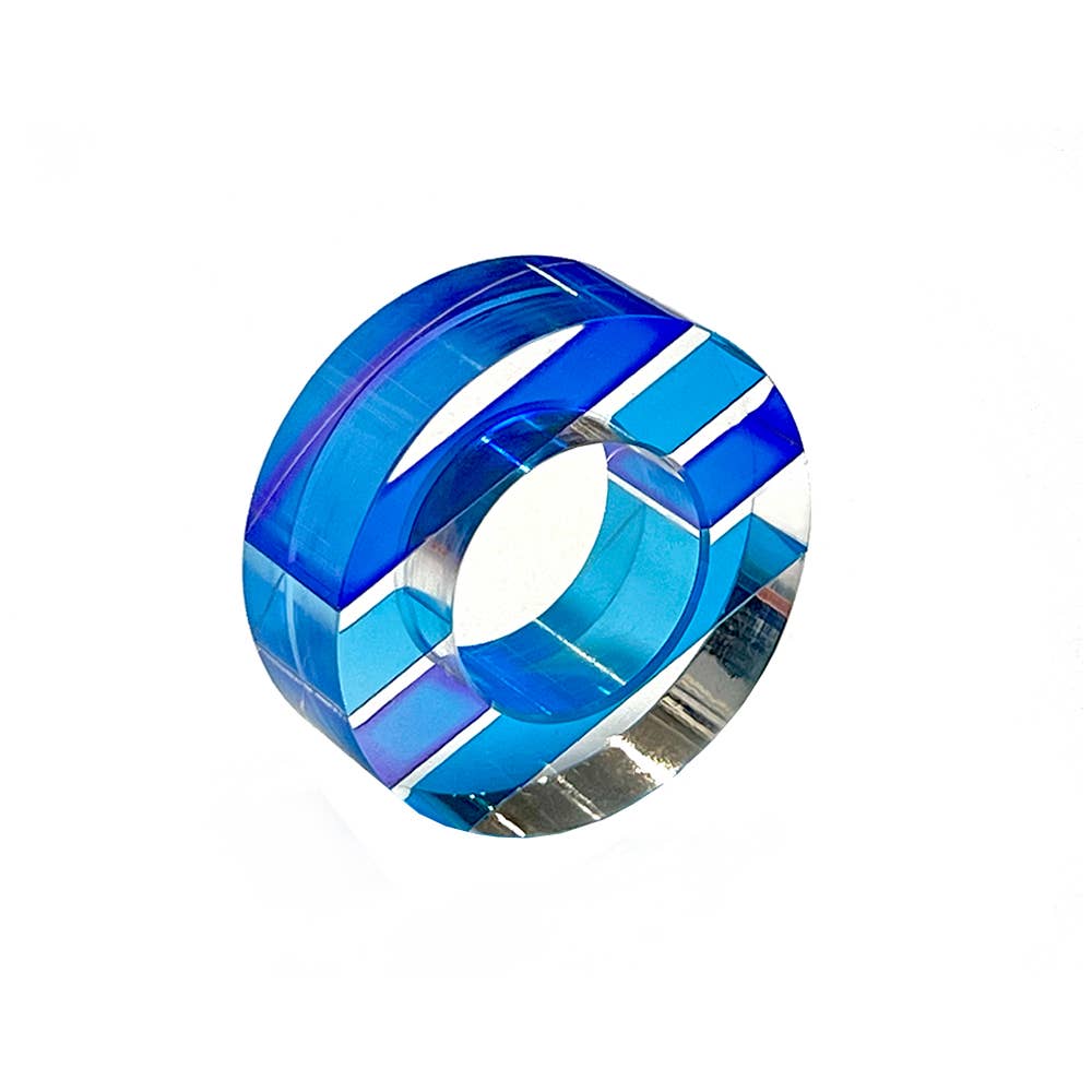 Napkin Rings - Set of 4: Blue-Green / Square