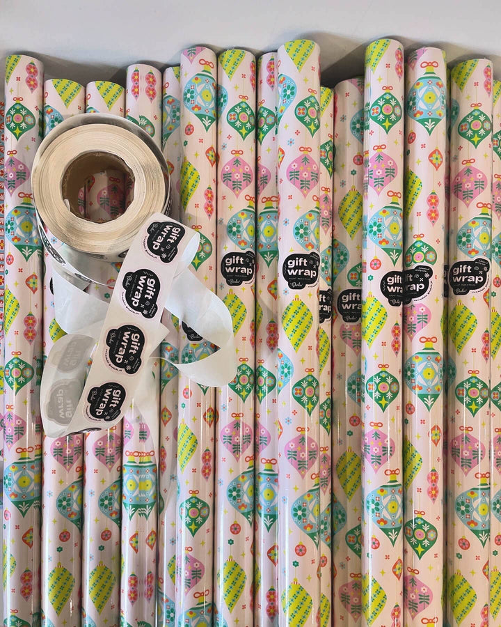Flornaments • Retro Floral Ornaments Holiday Gift Wrap