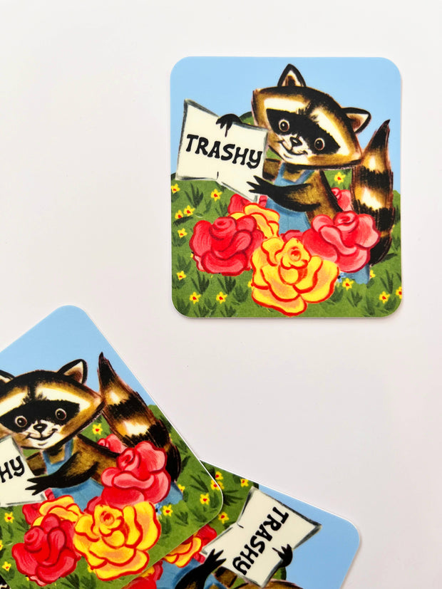 Trashy Racoon Sticker - Funny Vintage Style Stickers