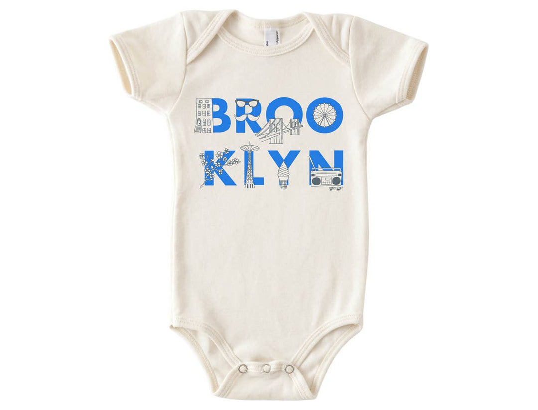 Brooklyn Font Baby One-Piece – 100% Cotton, Made in USA