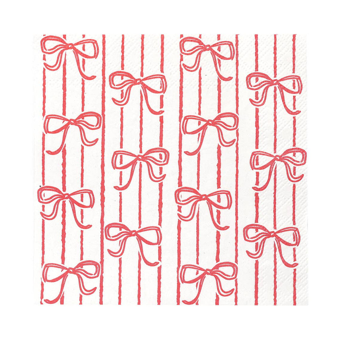 Bow Christmas Paper Napkins 20 Pack