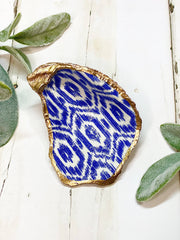 Blue Ikat Oyster Trinket Dish