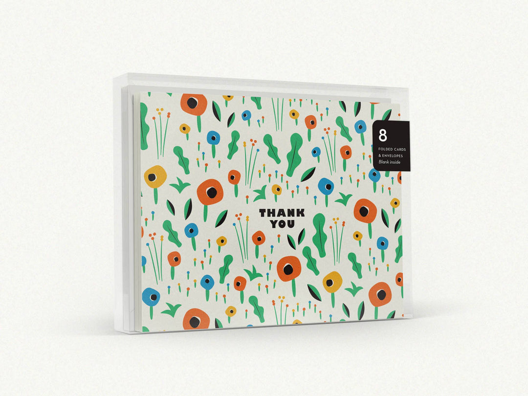 Poppy Field Floral Pattern Thank You Card