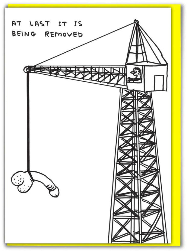 Funny David Shrigley Greetings Card - It Is Being Removed