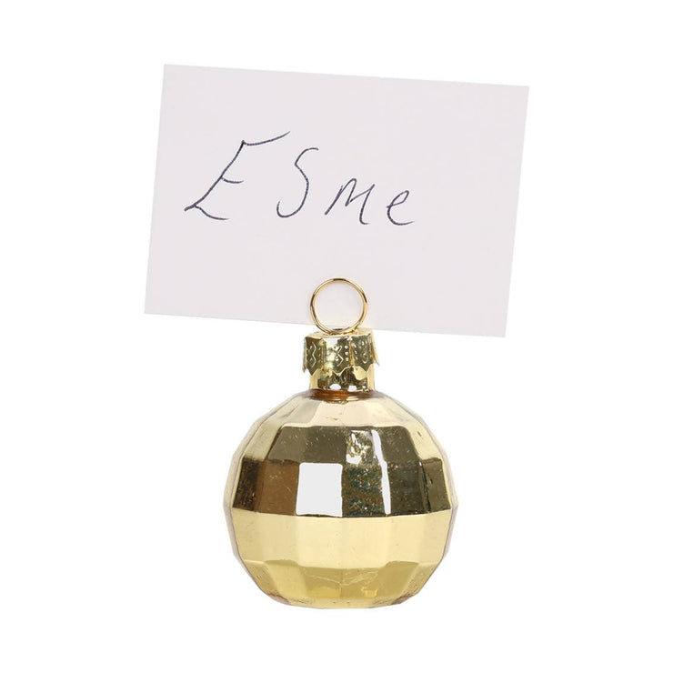 Gold Glass Disco Ball Place Card Holders