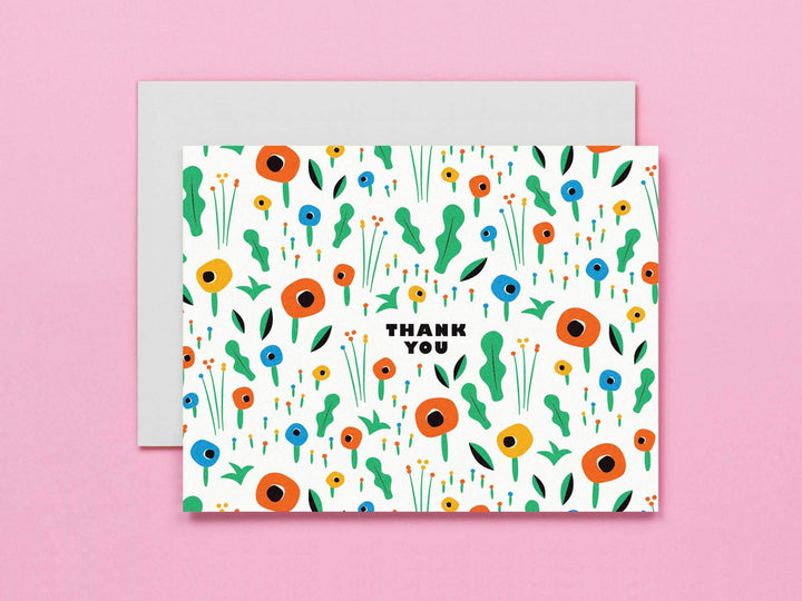 Poppy Field Floral Pattern Thank You CardCard