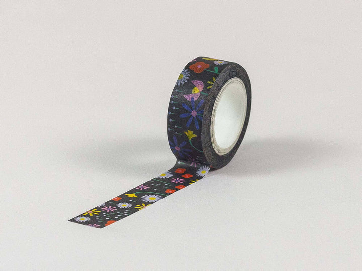 Black Floral Washi Tape – 15mm