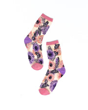 Sunflower Butterfly Sheer Crew Sock