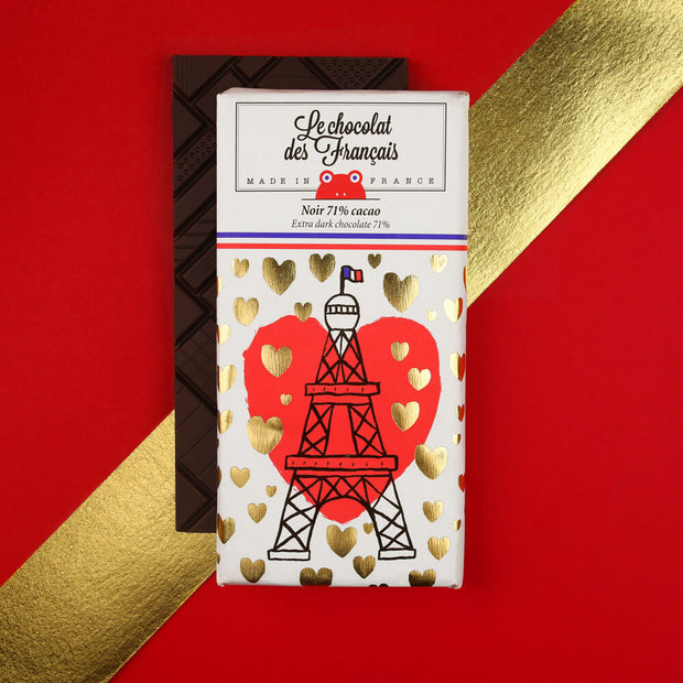 The Eiffel Tower Gold Heart - Extra dark 71% chocolate